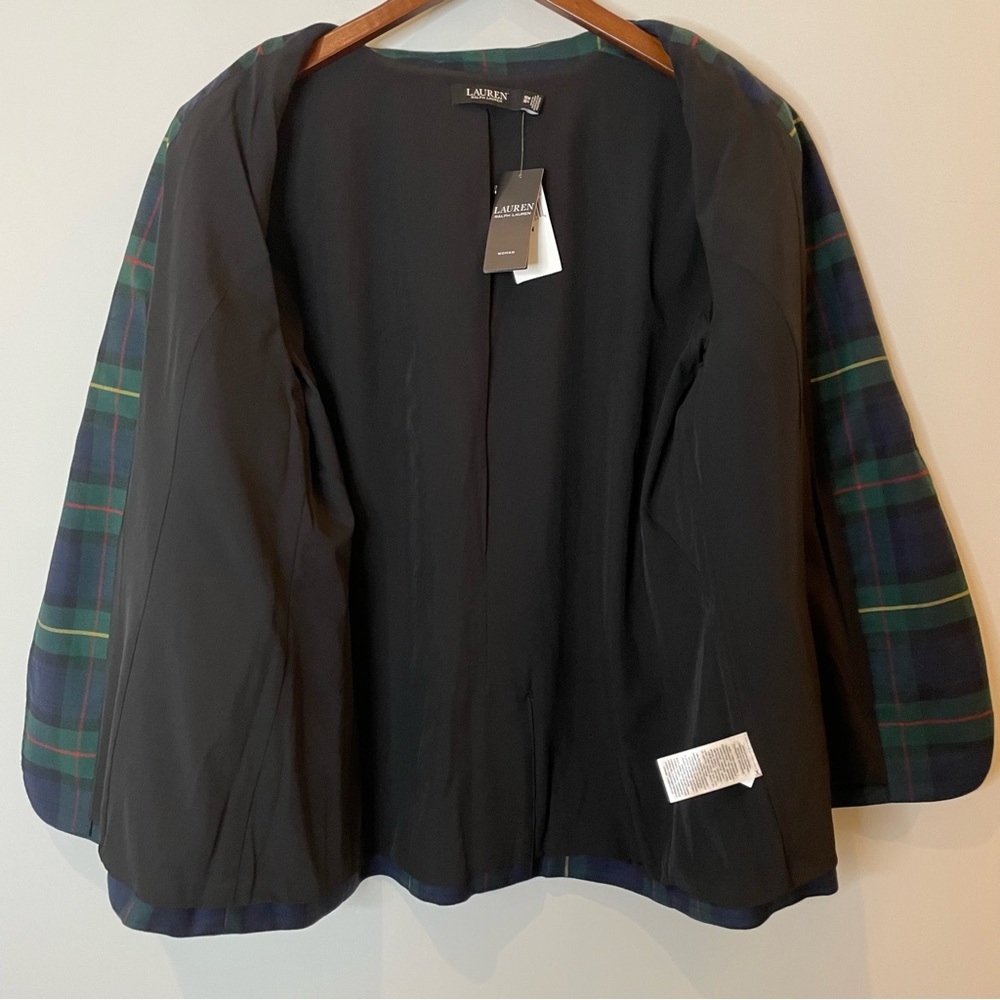 Lauren Ralph Lauren Tartan Plaid Blazer Jacket Wool Blend Bullion Patch 16W NWT - Picture 11 of 15